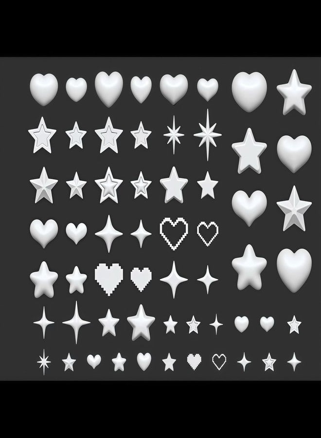 BHCCXZ 3D Nail Molds Heart, Stars, Starburst Nails Charms Design, Silicone Tool Art Y2k Decoration - Image 3